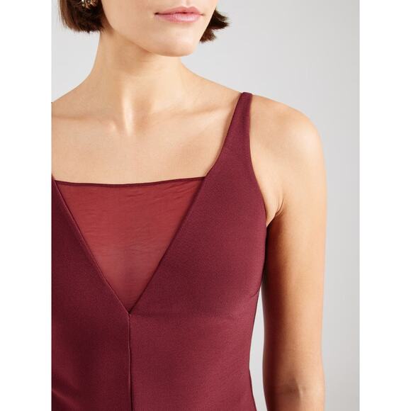 NWT Abercrombie & Fitch V-Neck Sheer Sleeveless Midi Dress Wine Red Large Event - Picture 4 of 11